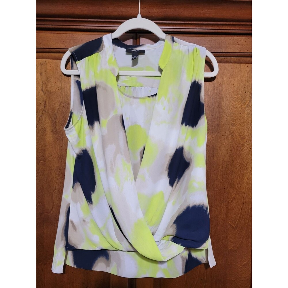 Alfani Women's 12 Petite Sleeveless Surplice Blouse in Lime Business Career